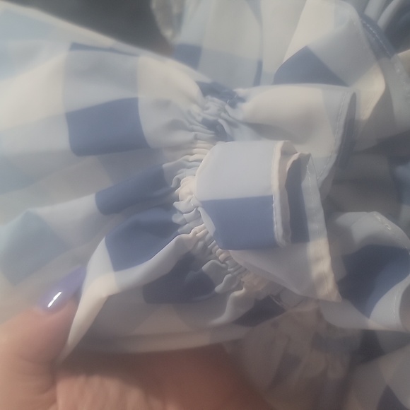 STAUD blanche blue white cottagecore ombre gingham check cutout midi dress small - Picture 15 of 15